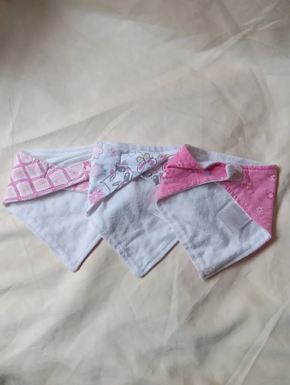 Pink Floral Raccoon Baby Bandana Bib Set - 3 Pack